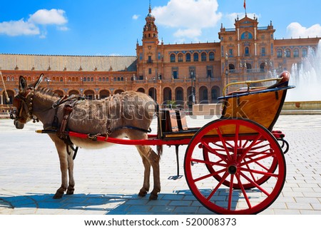 Seville Sevilla Plaza de Espana donkey carriage Andalusia Spain square