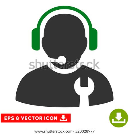 Service Operator EPS vector pictograph. Illustration style is flat iconic bicolor green and gray symbol on white background.