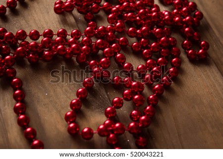 Christmas ornaments, red beads