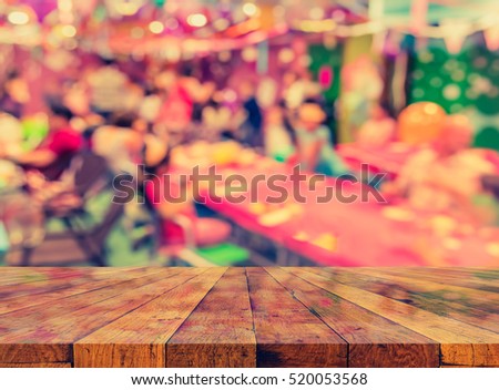 blur image of Tables and decoration for birthday party for background.