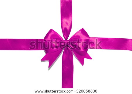 Shiny purple satin ribbon on white background. studio shot