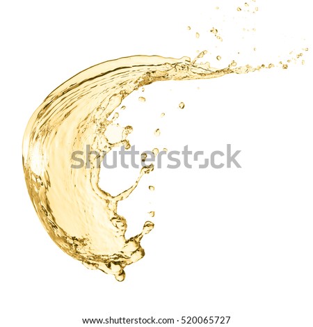 splash of white wine, isolated on white background Royalty-Free Stock Photo #520065727