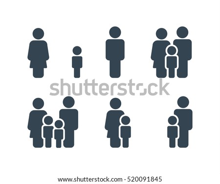 Family Icons Set. Vector . Flat Sign for using in the App, UI, Art, Logo, Web. Royalty-Free Stock Photo #520091845
