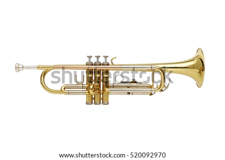 Trumpet on white background Royalty-Free Stock Photo #520092970