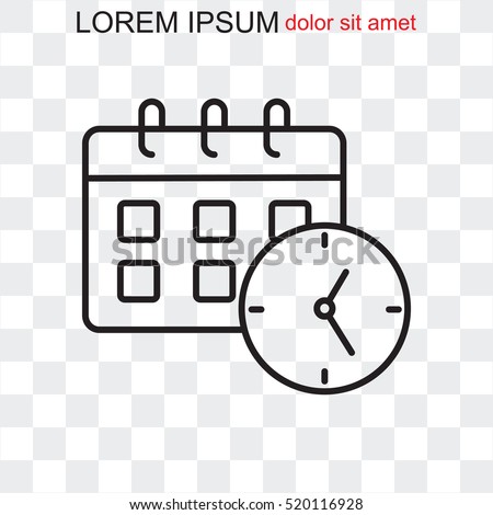 Line icon-office clock with calendar Royalty-Free Stock Photo #520116928