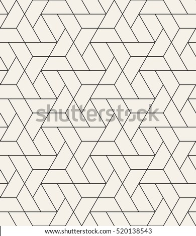 Vector seamless pattern. Modern stylish texture with monochrome trellis. Repeating geometric triangular grid. Simple graphic design. Trendy hipster sacred geometry. Royalty-Free Stock Photo #520138543