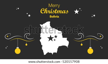 Merry Christmas illustration theme with map of Bolivia