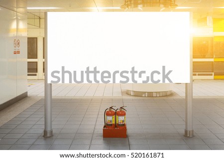 Empty blank billboard at airport ,train station. advertising public commercial,,selective focus