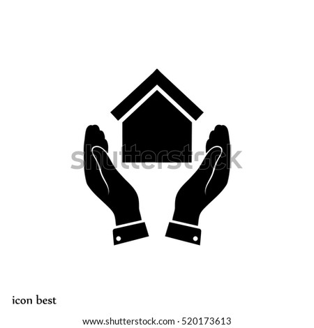 hand and house icon, vector best flat icon,EPS