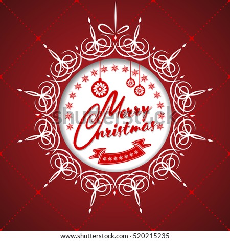Merry Christmas Greeting Card and lettering