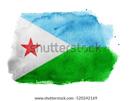 Watercolor flag background. Djibouti