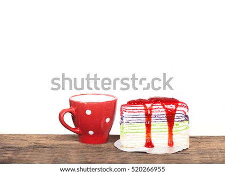 colorful crape cake on white background with Selective 
Focus