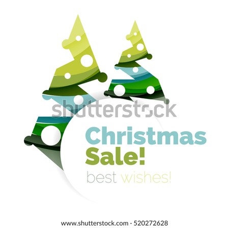 Christmas sale, greeting card or banner. New Year elements with white copyspace