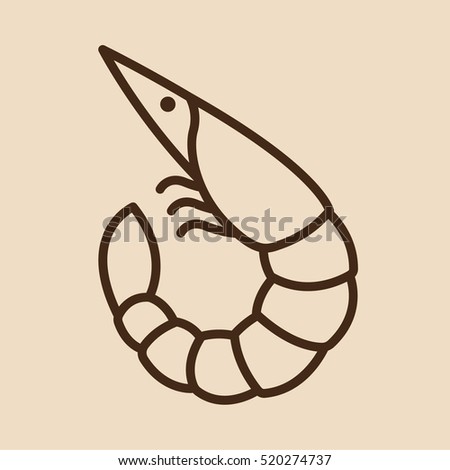 Shrimp Minimalistic Flat Line Outline Stroke Icon Pictogram Symbol