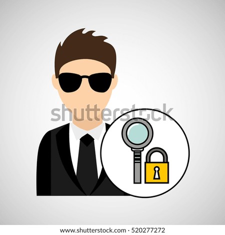 character man protected digital search vector illustration eps 10