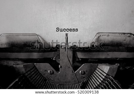 Success typed words on a Vintage Typewriter.