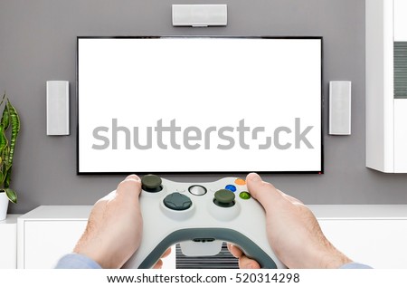 gaming game play tv gamer station mockup gamepad player controller video console concept - stock image