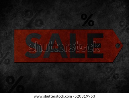 Sale Tag on Dark Grunge Background create on Old Black Vintage Leather Texture , Sale and Promotion Banner Concept