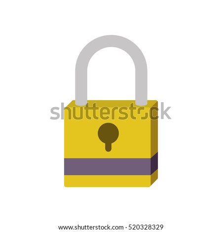 silhouette with closed padlock yellow