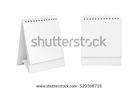 White blank paper desk spiral calendar.