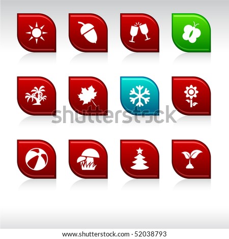 Seasons set of leaf color icons.