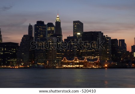 Manhattan lights at night, downtown - soft focus