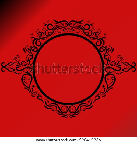 Vector decorative frames retro vector black frame on red background