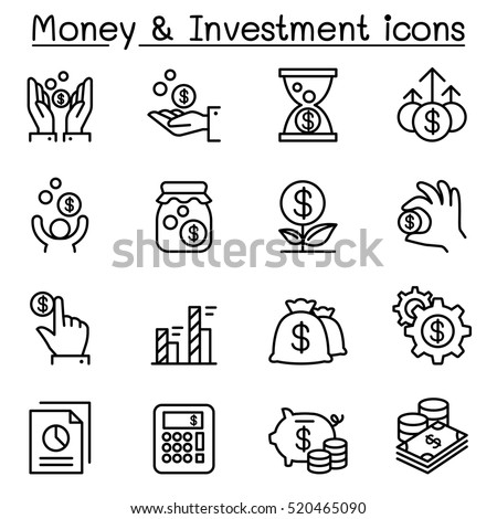 Money & Investment icon set in thin line style Royalty-Free Stock Photo #520465090