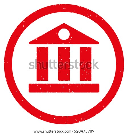 Bank Building rubber seal stamp watermark. Icon vector symbol with grunge design and dust texture. Scratched red ink sign on a white background.