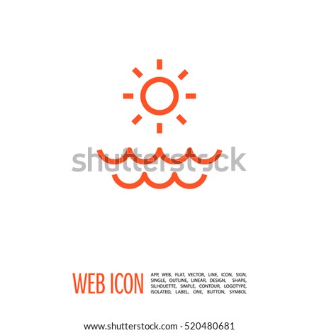 Sun isolated minimal single flat linear icon for application and info-graphic. Sea line vector icon for websites and mobile minimalistic flat design.