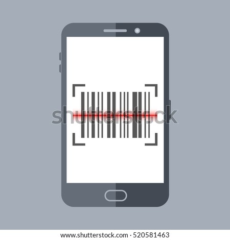 Scan barcode with smartphone. Flat design icon, illustration of mobile application scanning for code.