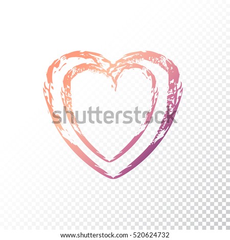 Vector gradient doodle paint colorful heart. Valentines day.