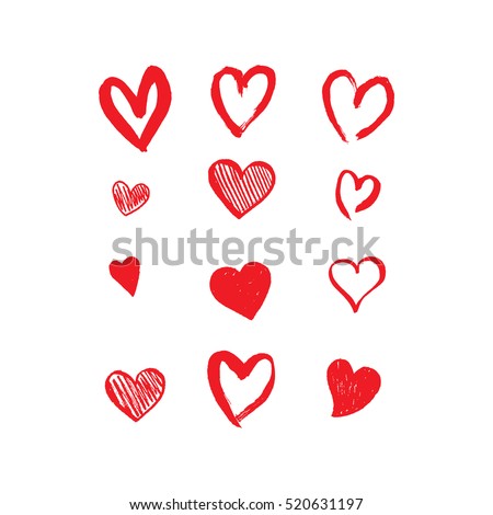 Hand drawn hearts. Design elements for Valentine's day. Royalty-Free Stock Photo #520631197