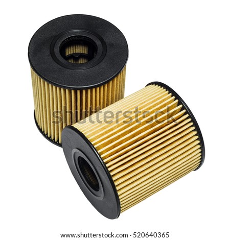 Cleaning the oil filter systems in motor vehicles on a white background