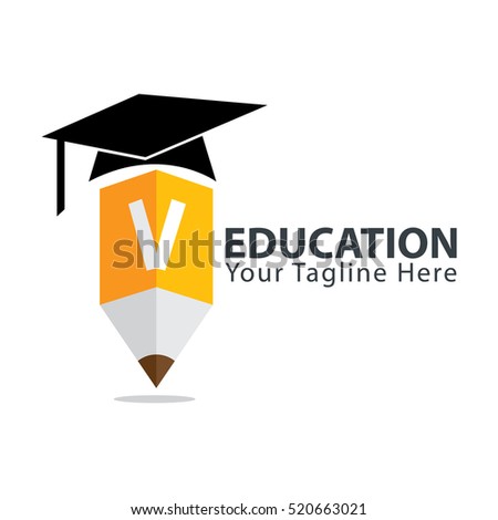 Letter V Education logo concept with pencil and book icon. Design template for education purposes