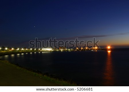 City of Ronne, harbor at night