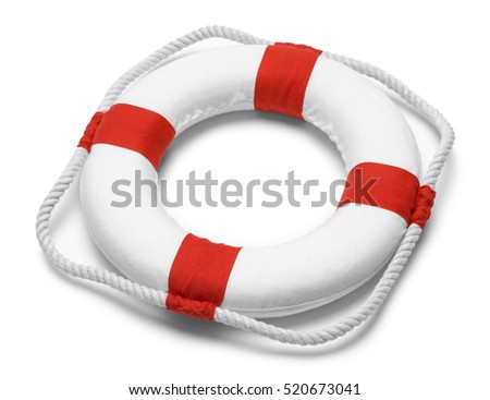Life Preserver with Rope Isolated on White Background. Royalty-Free Stock Photo #520673041