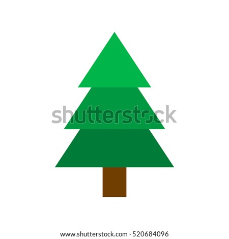 Green Christmas tree vector illustration. Simple classic New Year figure.