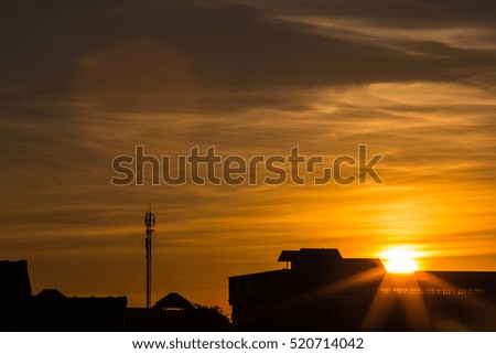 Sunrise with bright colors in clouds, concept for early morning 
