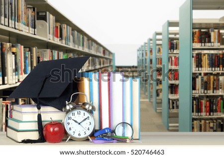 book and library for education concept (blurry background)