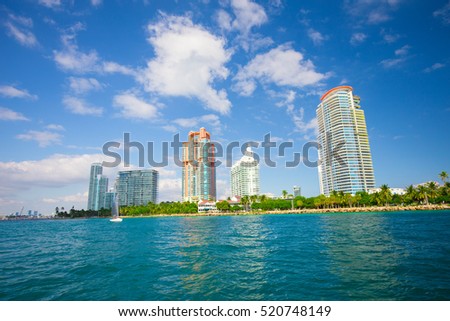 South Beach, Miami Beach. Florida. Aerial view. Paradise. South Pointe Park and Pier
