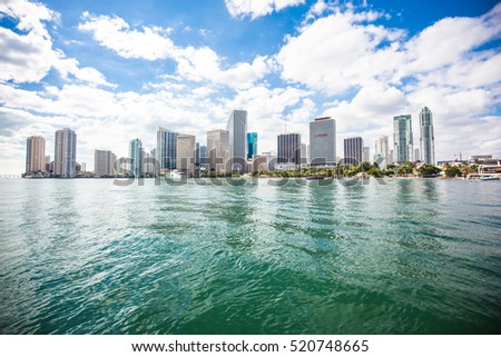 Downtown of Miami skyline. Florida. Brickell. Key Biscayne.