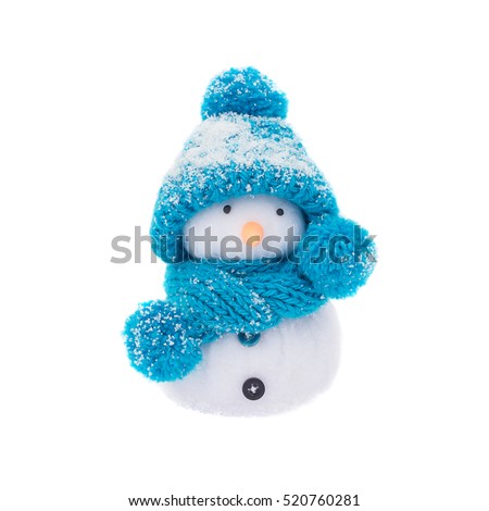 Snowman in a knitted hat and scarf
