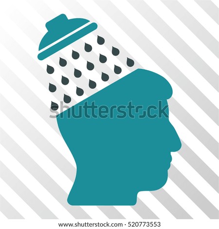 Brain Shower vector pictograph. Illustration style is flat iconic bicolor soft blue symbol on a hatched transparent background.