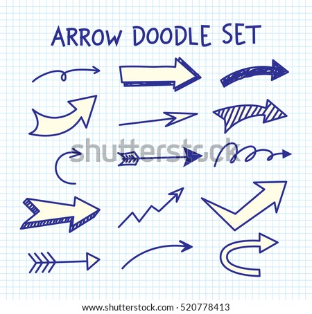 Set of arrow doodle on paper background