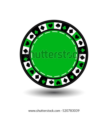 chip green for poker an icon on the white isolated background. illustration eps 10 vector. To use for the websites, design, the press, prints...