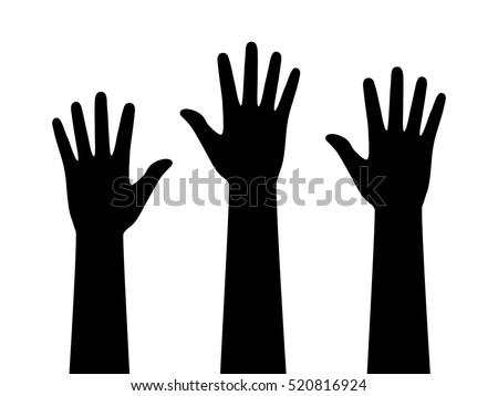 People or students with their hands raised flat vector icon for apps and websites