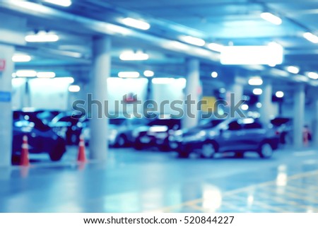 blur background of indoor car park.