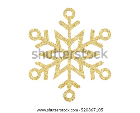 Golden Christmas snowflake isolated on white background