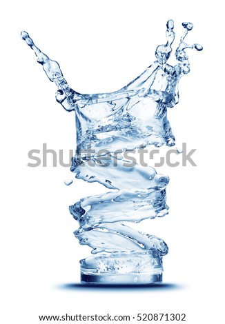 water splash in glass isolated on white background Royalty-Free Stock Photo #520871302